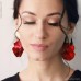 Big red petal tassel earrings 2023 new style trendy girl pure silver needle temperament long earrings Korean exaggerated net red
