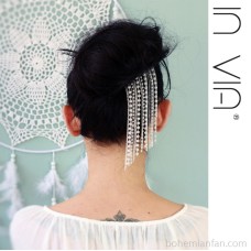 Ancient style Hanfu fairy white pearl wedding hair accessories side clip hair comb tassel Bohemian style invia