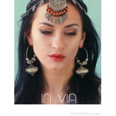 Emphasis! Moroccan retro old silver jewelry ethnic style Indian exotic ear pendant large circle bohemian earrings invia