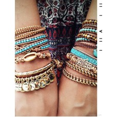 European and American bohemian boho style beaded wrap bracelet retro ethnic bracelet female hippie street vacation