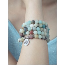 21 summer refreshing natural stone dual-use bead necklace multi-circle bracelet multi-layer men and women yoga hippie jewelry
