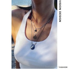 Beach vacation multi-layer stacked necklace hippie choker neck chain music festival clavicle chain Bohemian wind