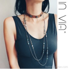 Invia Merad Bohemian Turquoise Long Necklace Female Choker Neck Chain Layered Sweater Chain Autumn
