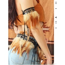 Ethnic tribal style feather belt waist chain arm jewelry bohemian stage performance exaggerated invia vision
