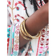 Bohemian jewelry sand gold color loop bracelet open Indian jewelry female Nepal brass ethnic bracelet
