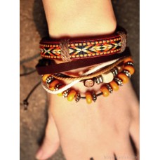 Ethnic style bracelet female Bohemian cotton and linen bracelet handmade braided hand decoration male wide wrist accessory female scar cover