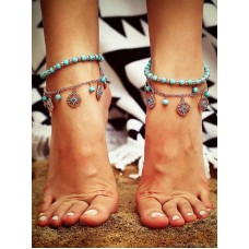 Bohemian style jewelry anklet female sexy Indian jewelry beach vacation multi-layer tassel foot chain belly dance