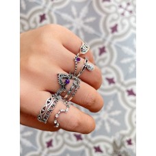 Purple stackable rings for women, trendy and fashionable, personalized multiple joint index finger rings, Bohemian European and American jewelry
