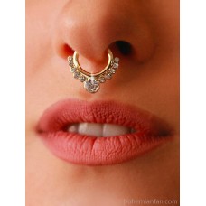 Nose stud without hole fake Indian jewelry women's hypoallergenic nose ring C super shiny diamond punk hippie piercing belly dance